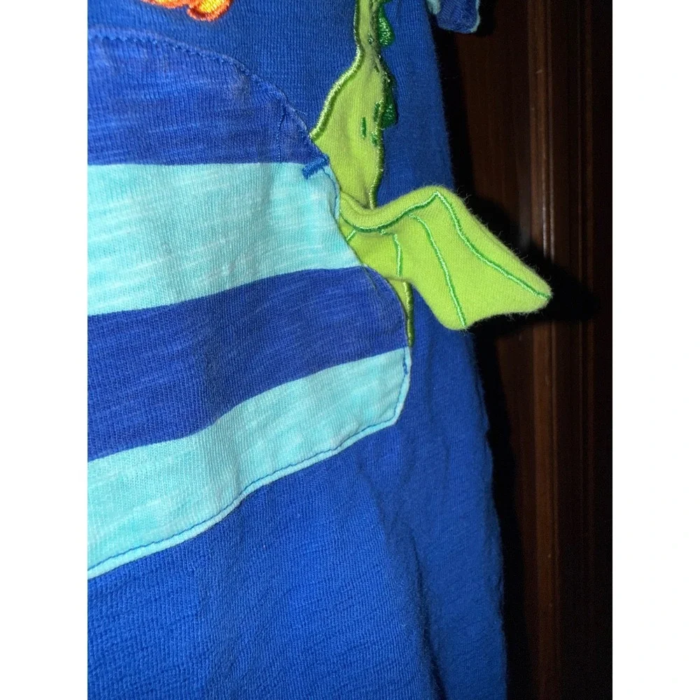 Baby Starters Blue Dragon Hooded Romper 3M Striped Dinosaur One Piece